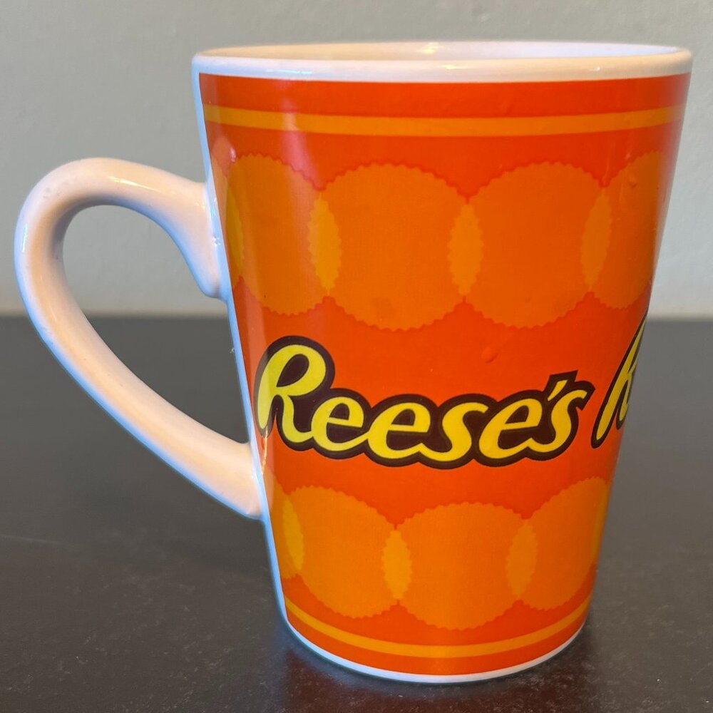 Reeses Peanut Butter Cup Chocolate Candy Ceramic Coffee Mug Orange 12oz Retro